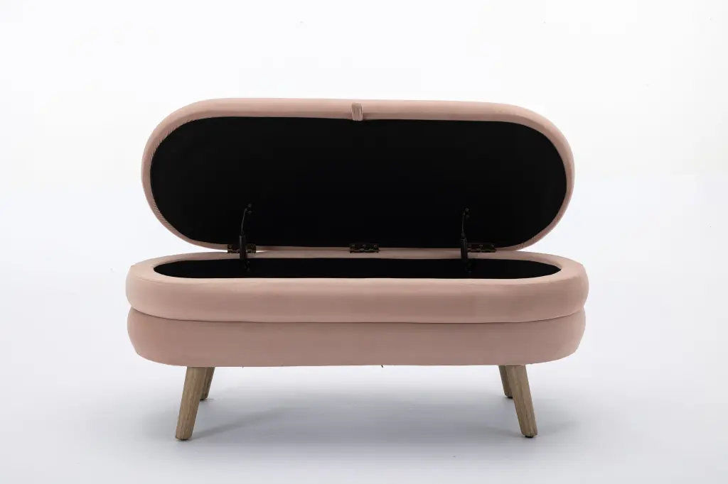 Velvet Storage Bench Bedroom Bench Wood Legs Living Room dg collection