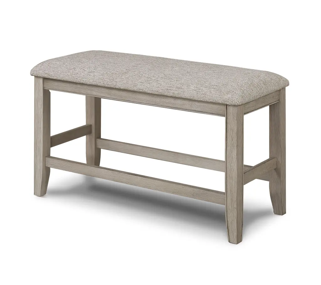 Farmhouse Style Counter Height Bench Footrest Tan Beige Gray Hue 1 Piece kanepe