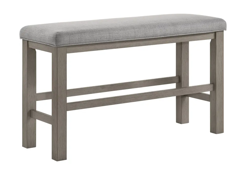 1 Piece Brown Grey Finish Counter Height Bench Linen Look Fabric kanepe