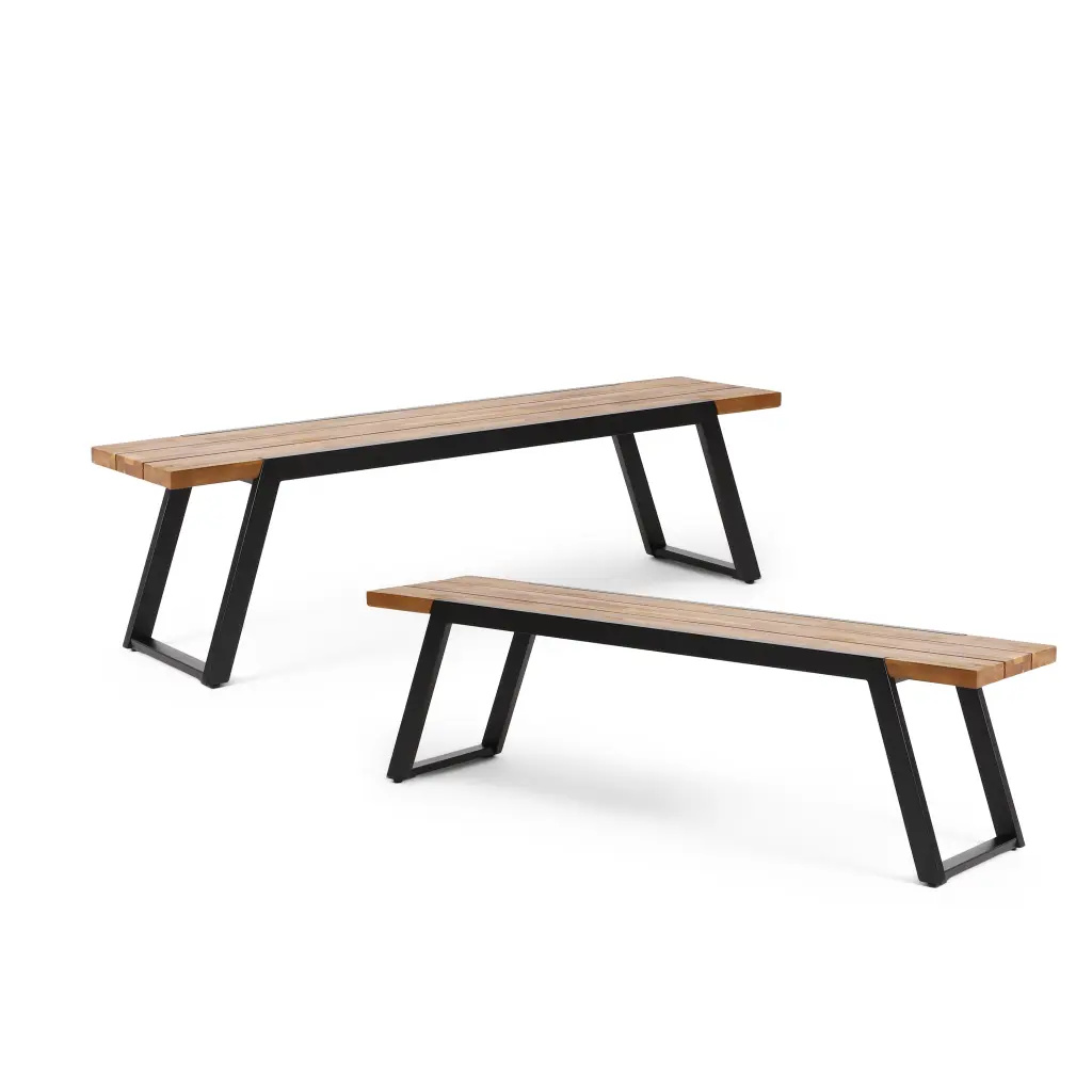 Gaylor Bench Set 2 Black Metal Water-resistant Material nh-perfect home