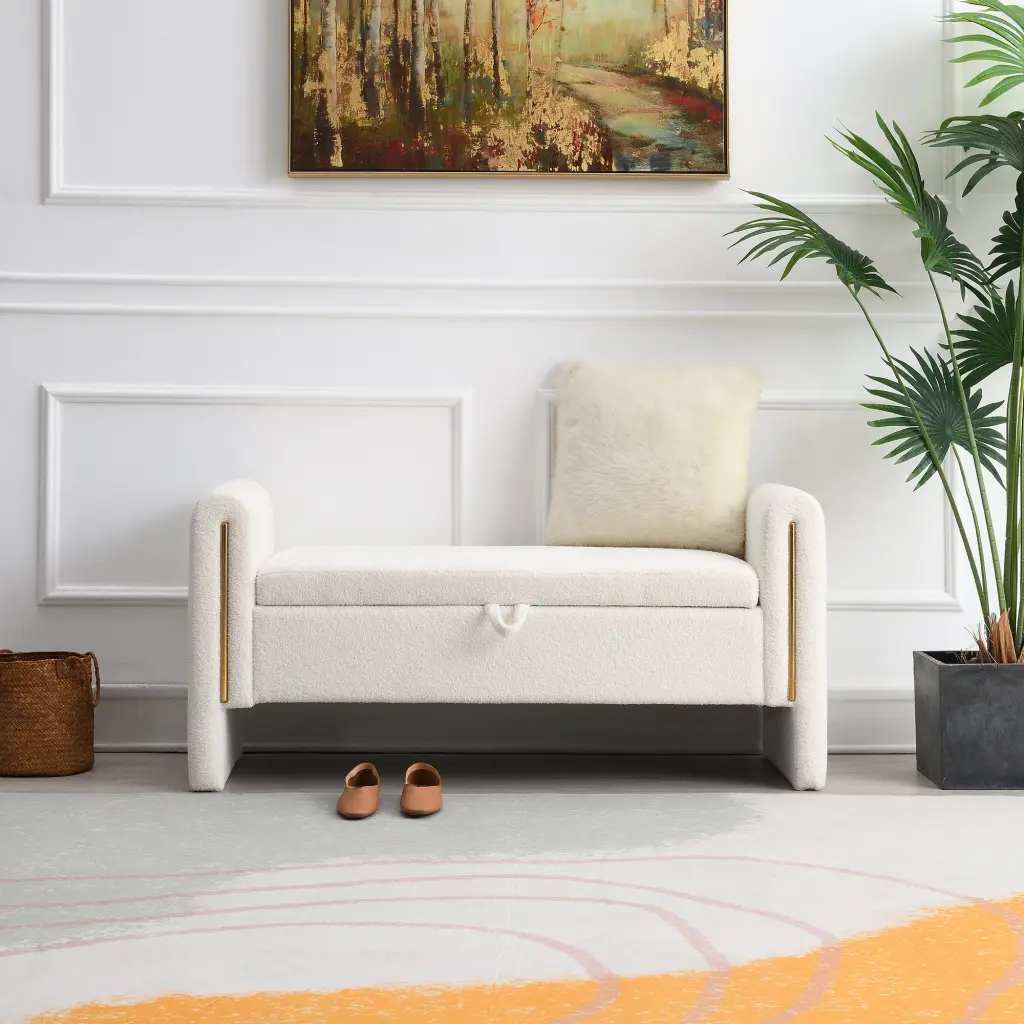 Modern Teddy Bed End Bench Arms and Storage Upholstered Large Footboard rnb