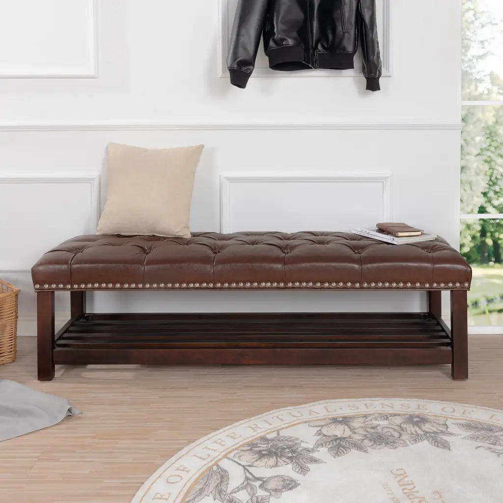 Tufted Upholstered Bedroom End Bed Bench Storage rnb