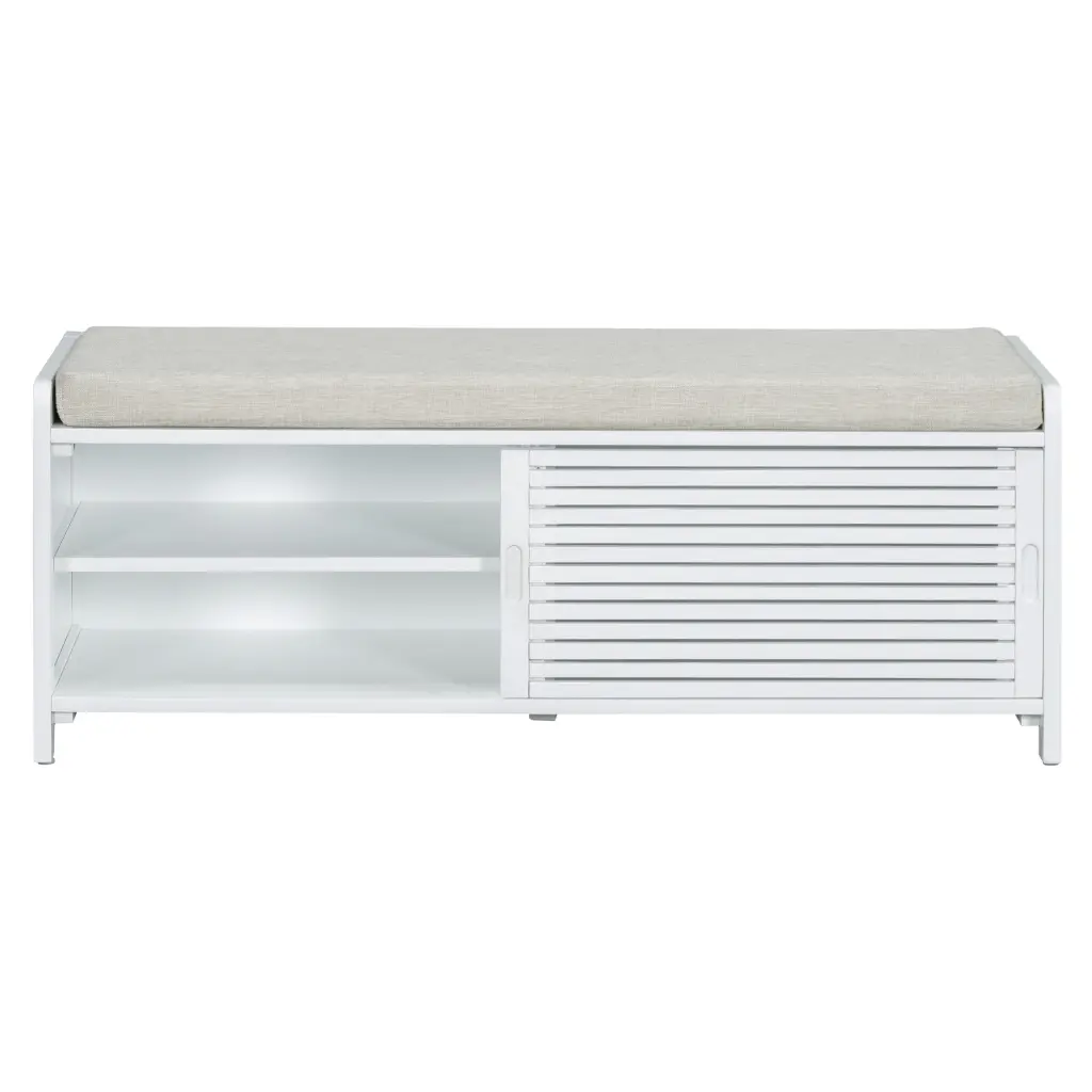 Distressed Shutter Storage Bench Acacia Veneer Retro Charm trexm