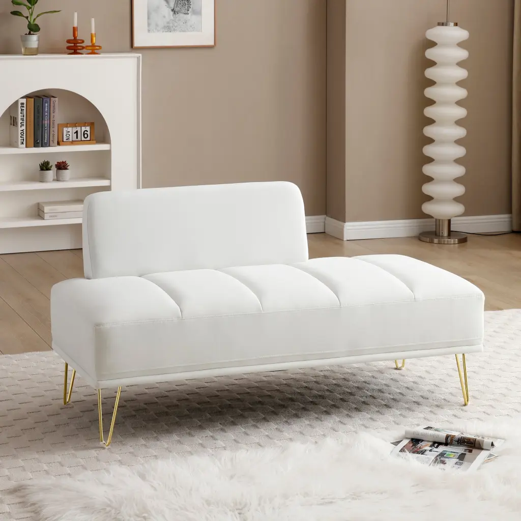 56.3 Inch Width Modern End Bed Bench Velvet Upholstered 2 Seater Storage Ottoman trusting furniture