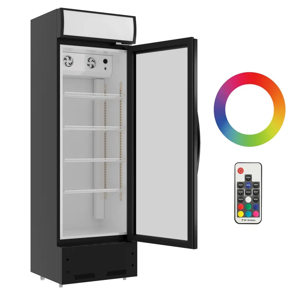Refrigeration Glass 1 Door Upright Presentation Beverage Cooler Merchandise Display Fridge darget