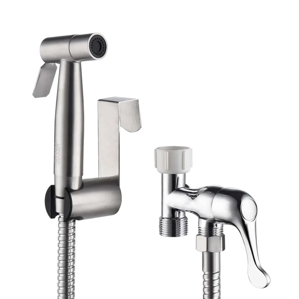 Bidet Sprayer Toilet Handheld Cloth Diaper Sprayer Shiny Metal Metallic w2287