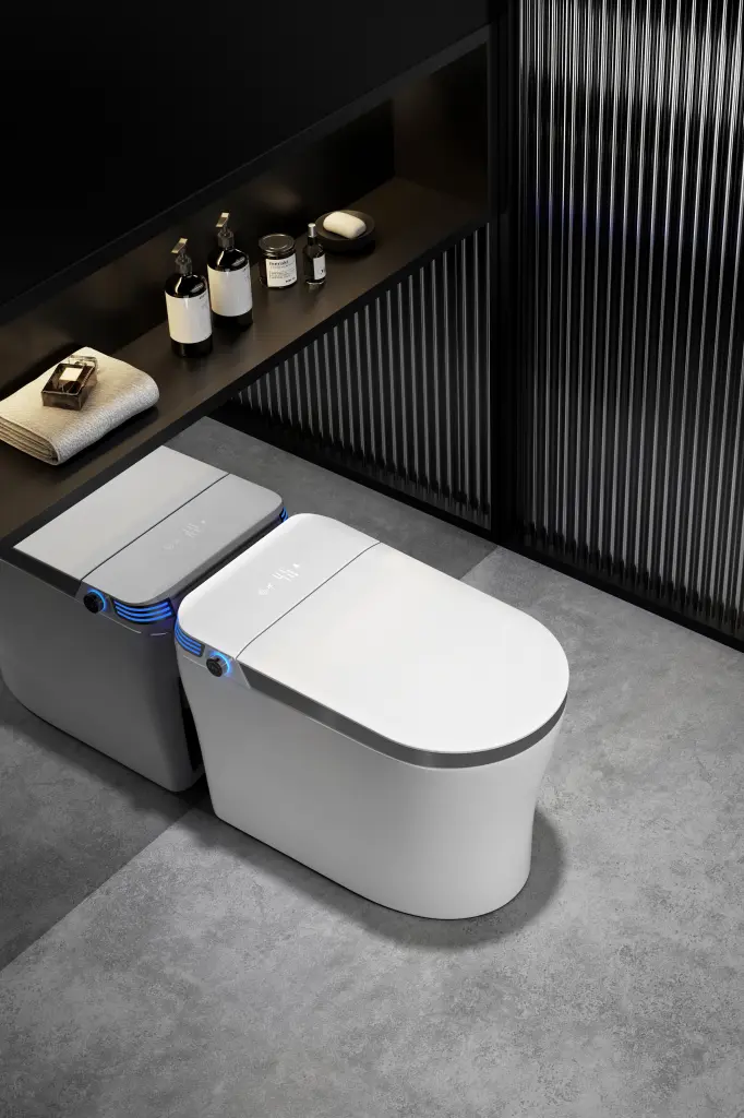 Modern Intelligent Bidet Toilet LED Light Heated Seat Automatic Flush create