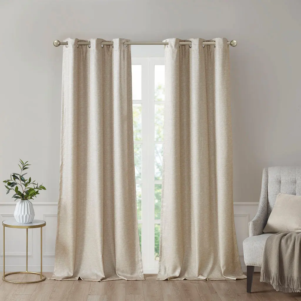Tonal Printed Faux Silk Total Blackout Drape Panel Pair 2 Pcs Window Curtains jla