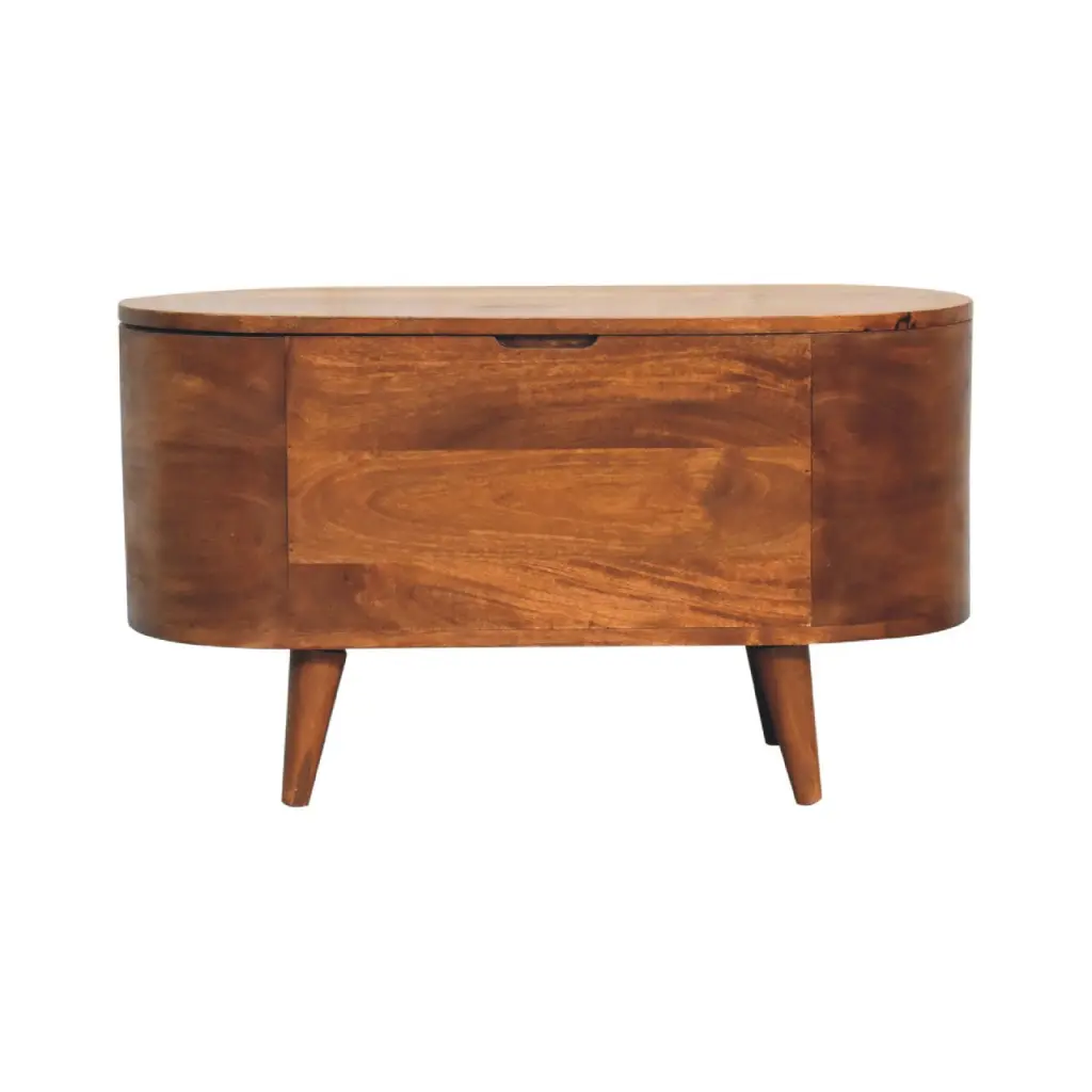 Chestnut Rounded Lid Up Blanket Box Chestnut Solid Wood Storage artisan furniture
