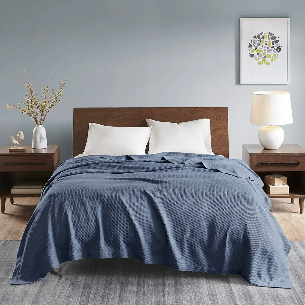 Blue Cotton Blanket Soft and Comfortable Throw jla