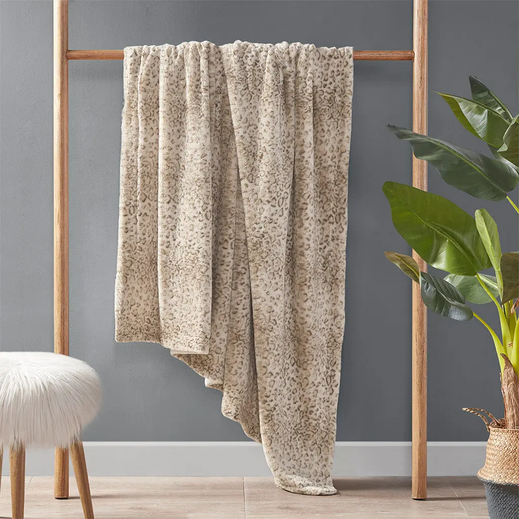 Oversized Faux Fur Throw Leopard Print Polyester Blanket jla