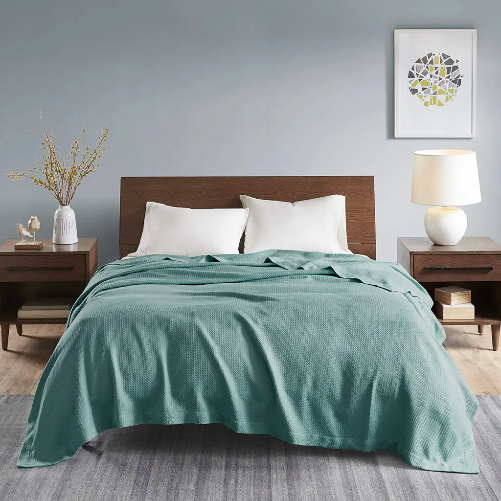 Teal Cotton Blanket Soft and Comfortable Bed or Couch jla