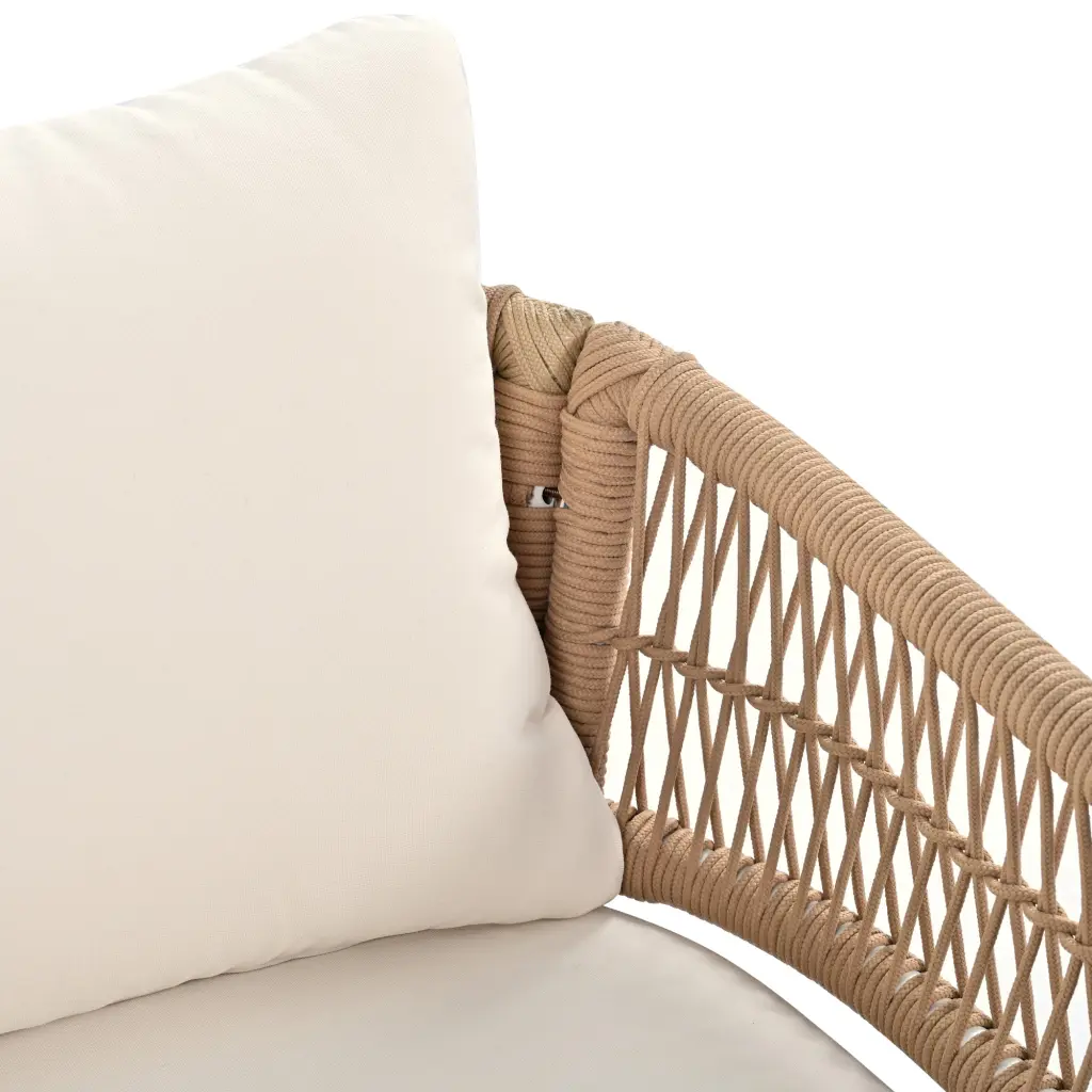 K&K 4 Piece Boho Rope Patio Decor Set - Outdoor Furniture Acacia Wood Accents rnb