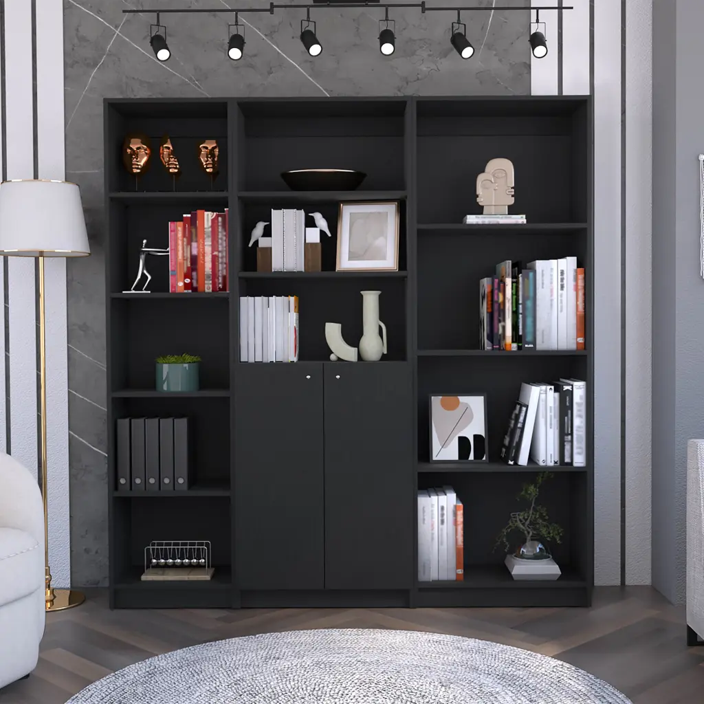 Poole 3 Piece Home Bookcase Set 67 Inch Wide 12 Shelves and Two Doors rta muebles colombia