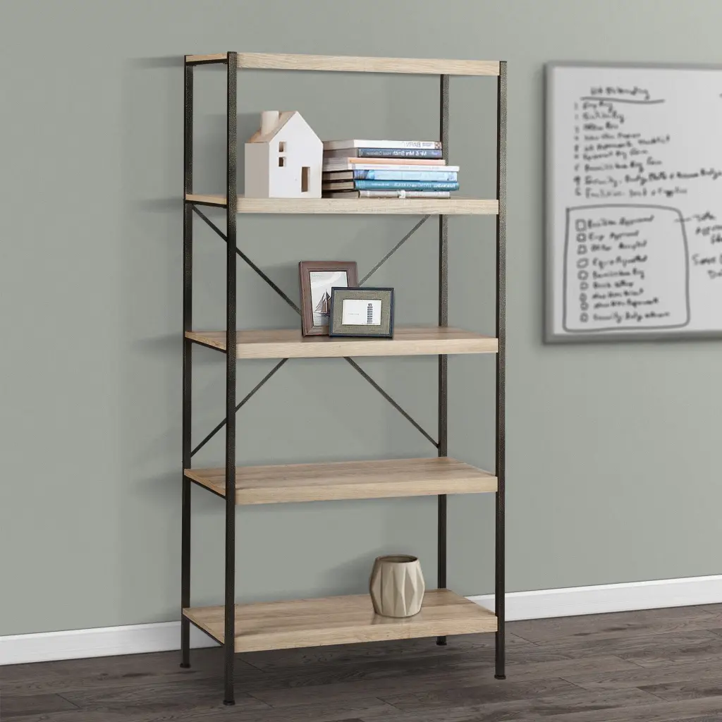 Polished Light Oak Bookcase Contemporary Timber Shelves Versatile Storage singularity