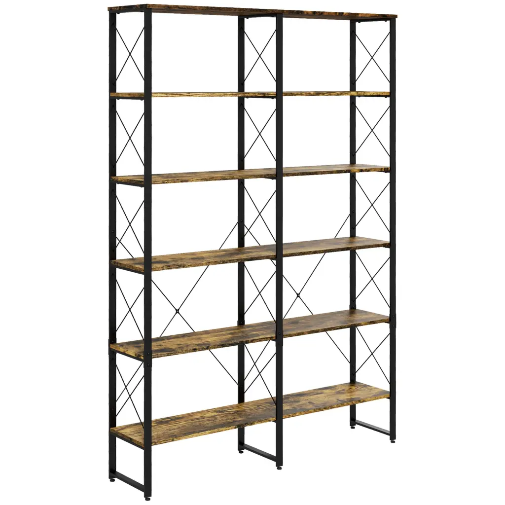 5 Tier Bookshelf Steel Frame Bookcase Customizable Foot Pads aosom business