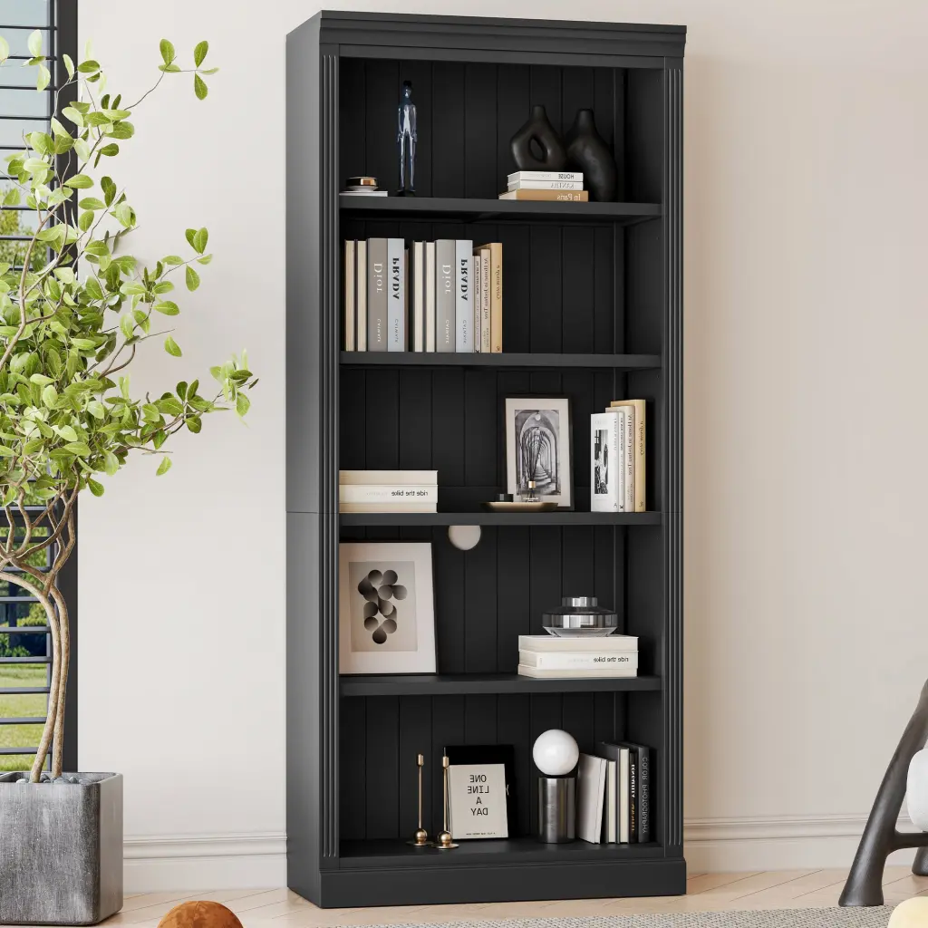 83 Inch Tall Timber Bookcase 5 Tier Home Decor Publication Shelves Customizable Shelves bunny c furniture