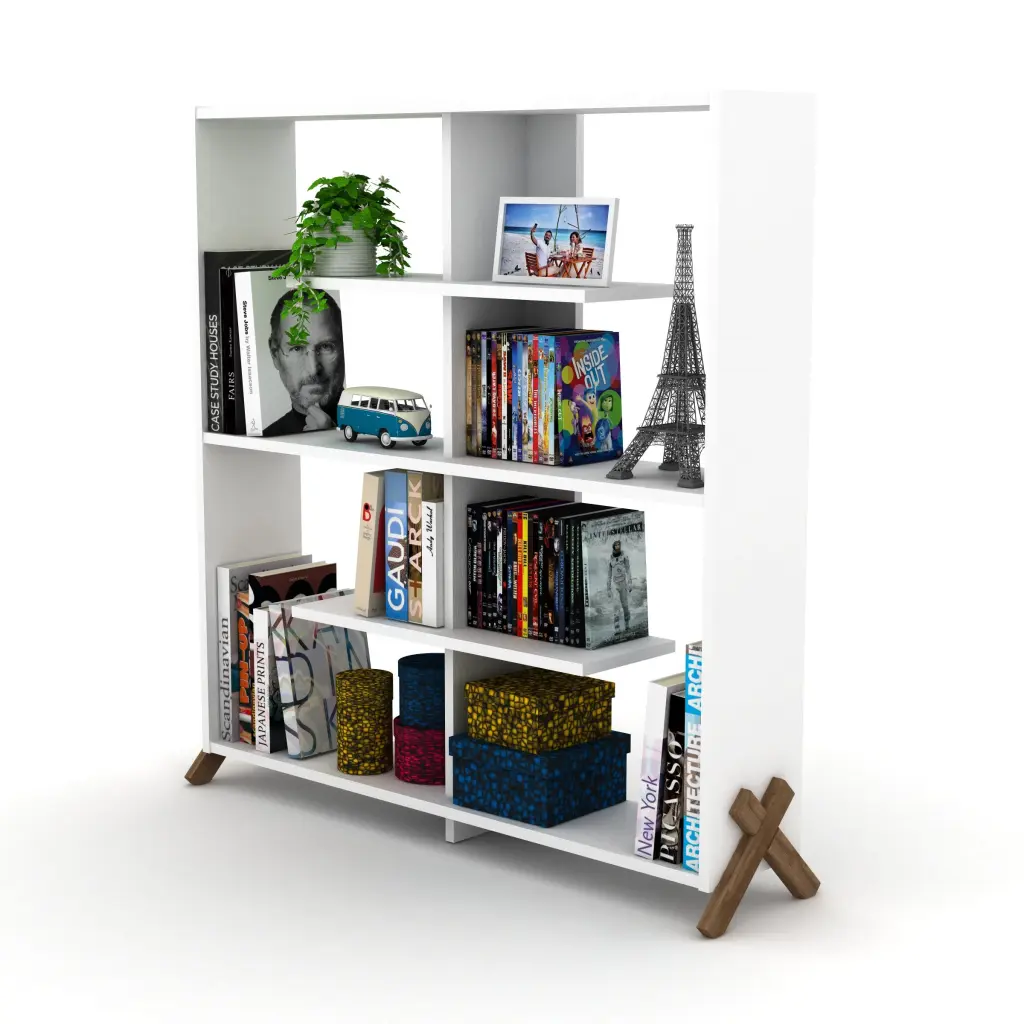 Furnish Home Store Kipp Timber Frame Etagere Open Back 6 Shelves Bookcase furnia