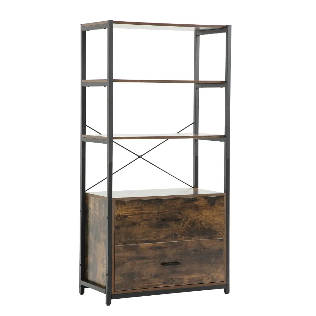 Industrial Bookcase File Cabinet Drawers 62.7 Inch Tall Publication Shelf Storage hortus oasis