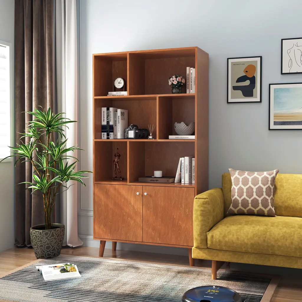 67" Bookcase Doors, 3 Tier Publicationshelf, Honey Vertical Primary jaydenmax