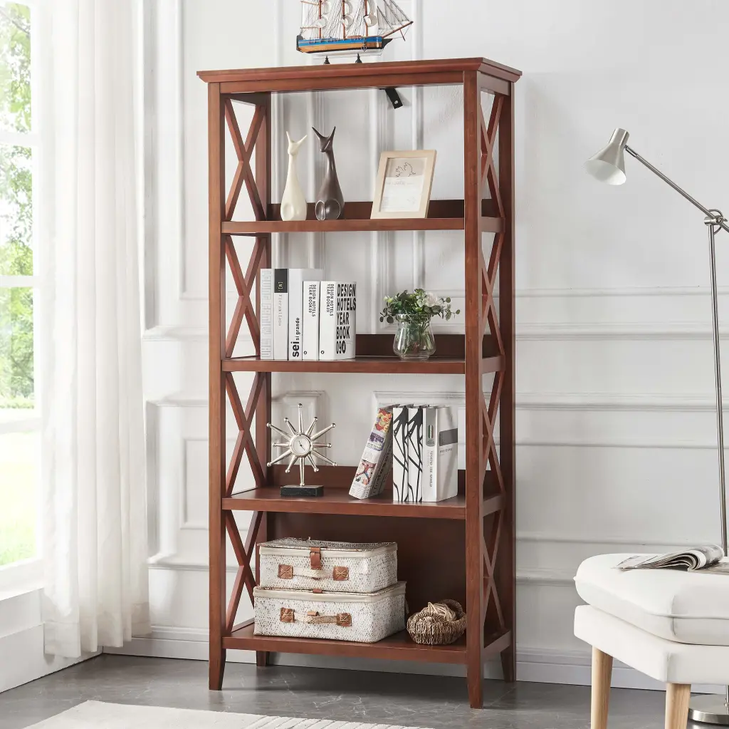 Walnut Timber MDF Bookcase Publications and Storage jaydenmax