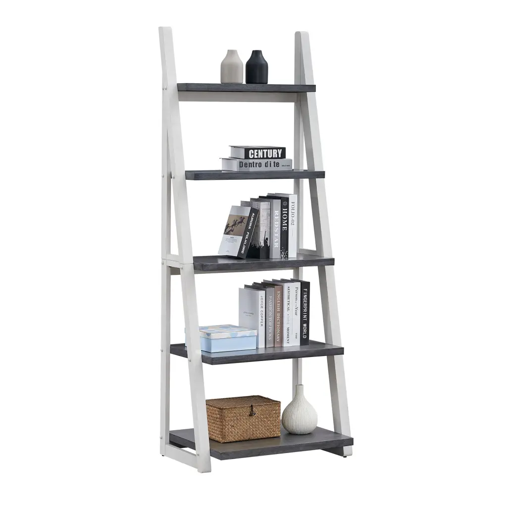 5 Tier Shelves Storage Rack Bookcase Elastomer Timber Frame Home Office justone
