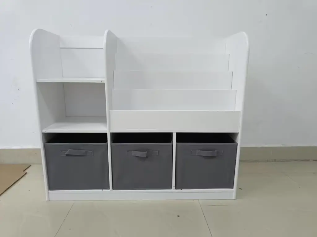 Kids Bookcase and Bookshelf Multifunctional 3 Tier Collapsible Storage moonriver