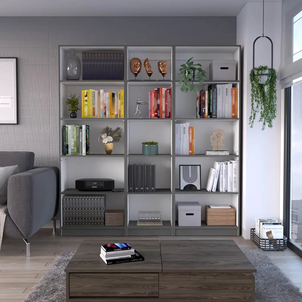 Luetz 3 Piece Home Bookcase Set 67 Inch Wide 15 Shelves Living Room rta muebles colombia