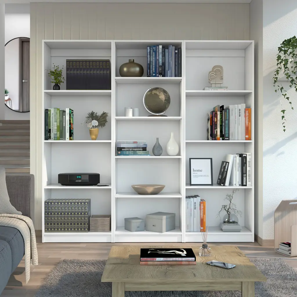 Lainor 3 Piece Home Bookcase Set 74 Inch Wide 13 Shelves Living Room Storage tuhome
