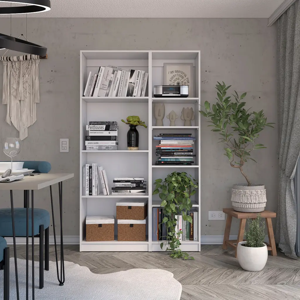2 Piece Bookcase Living Room Set Storage Cabinet 42 Inch Wide 9 Shelves tuhome