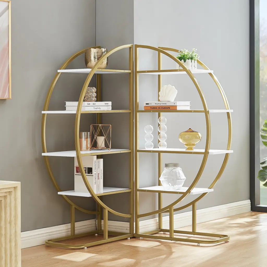 4 Tiers Home Office Open Bookshelf Round Influence Different Placement by
