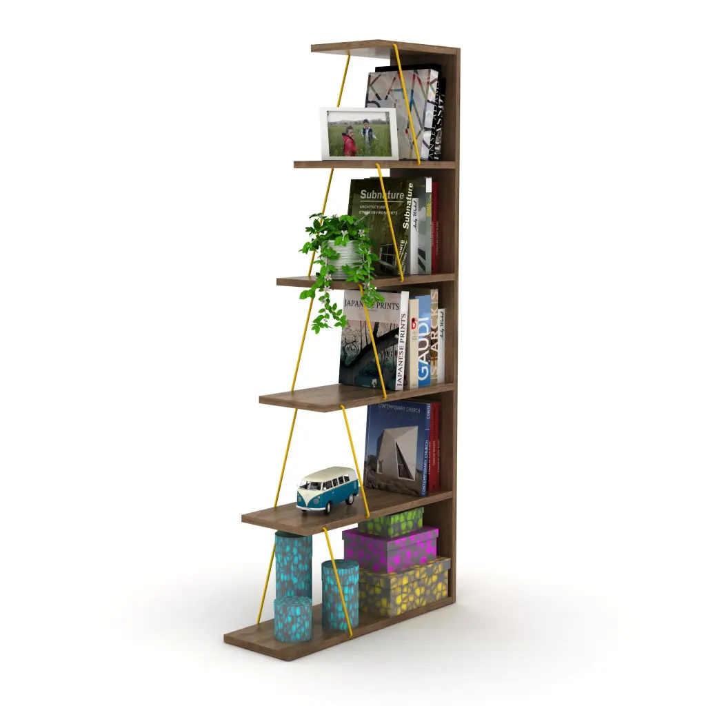Furnish Home Store Modern 5 Tier Ladder Bookshelf Narrow Space Saving Bookcase Home Decor furnia