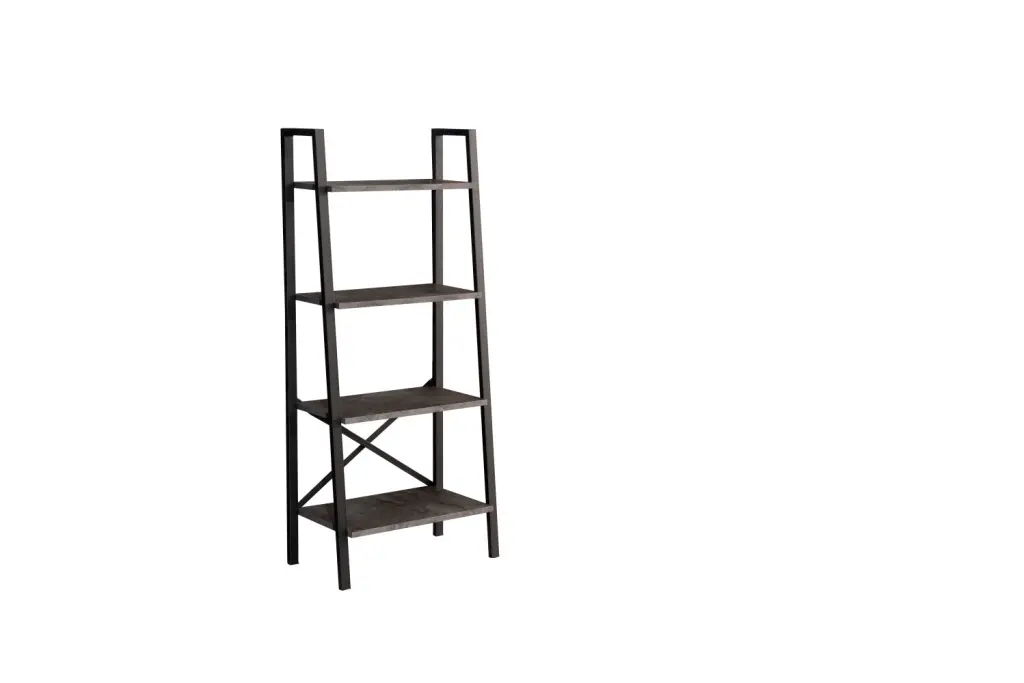 Leon 5 Tier Modern Ladder Bookshelf Organizer Metallic Frame furnia
