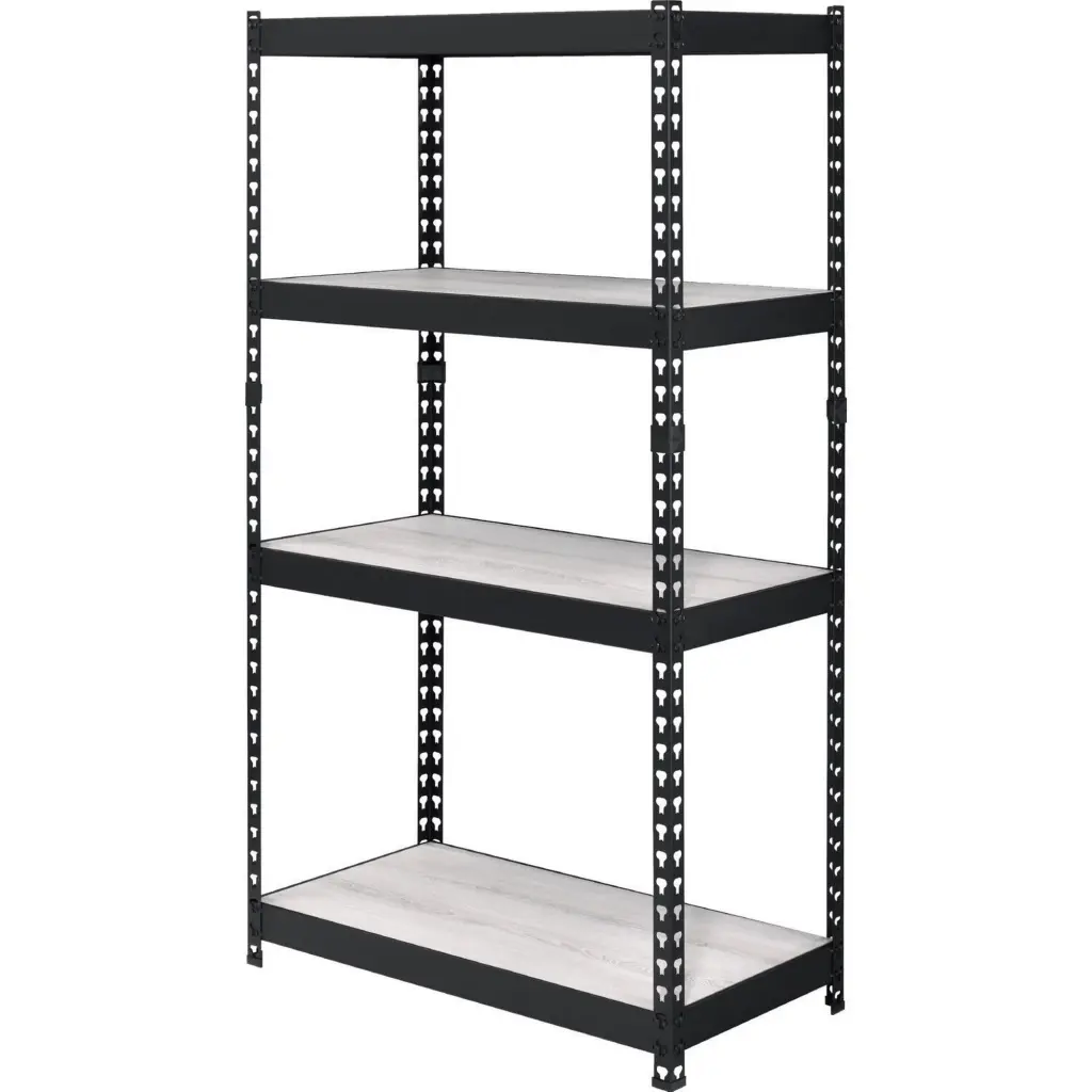 4 Tier Bookshelf MDF Customizable Shelves Black Metal and Wood royal hampton