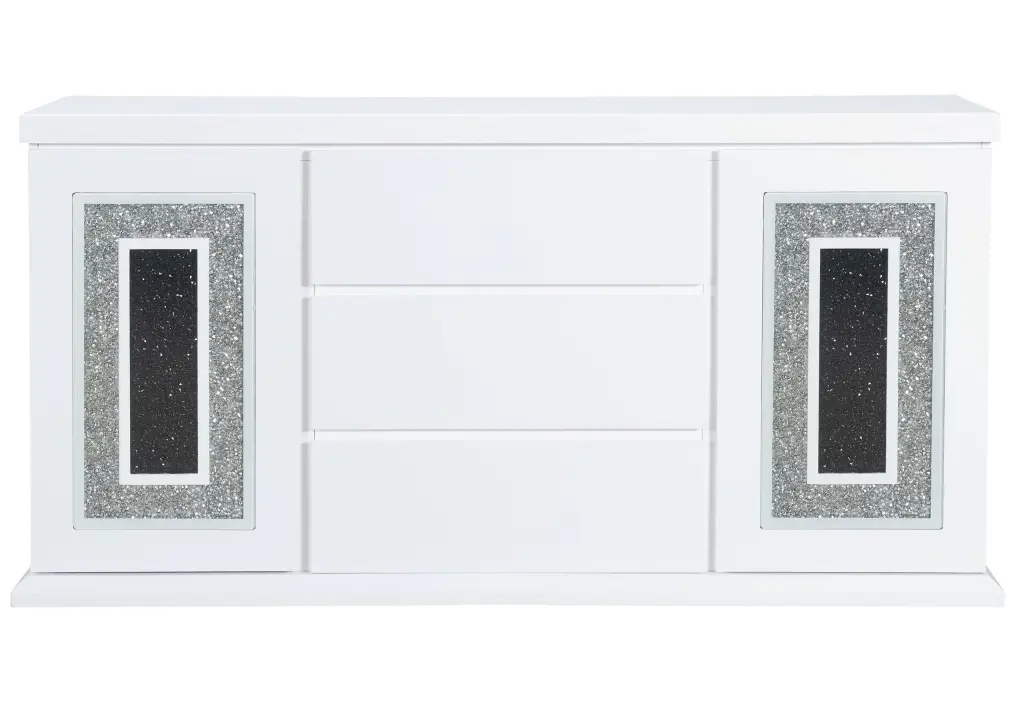 Ariya White Buffet Sideboard White Rubber Wood Dining Room Storage Cabinet luxe modern furniture