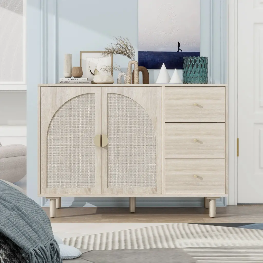 2 Door 3 Drawer Cabinet Bedroom Living Room Study Natural Finish Storage rnb