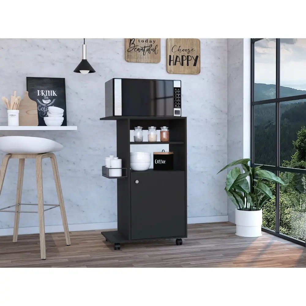 Columba Kitchen Shopping Basket Single Door Cabinet Four Caster Black Dining Room Storage rta muebles colombia