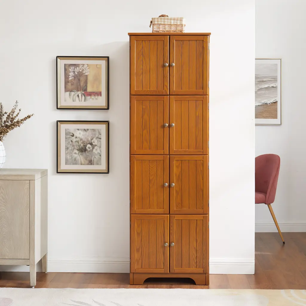 72.4 Inch Tall Storage Cabinet 8 Doors And 4 Shelves Organizer yilong furniture