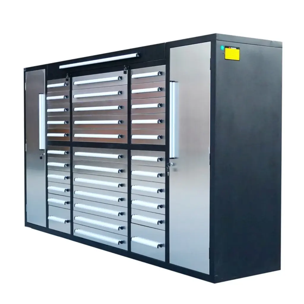 9Ft Storage Cabinet 34 Drawers Shiny Metal Alloy Home or Office chery industrial inc
