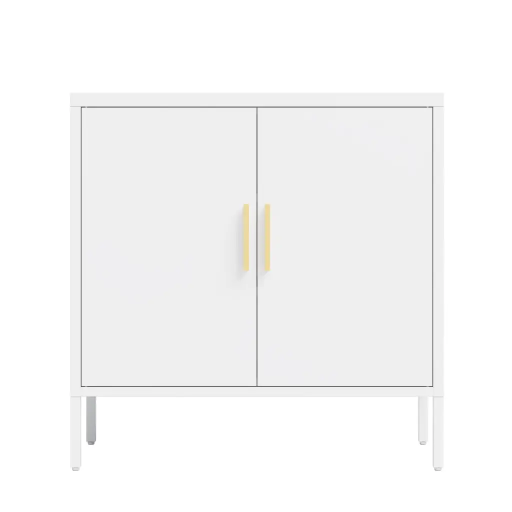 Metal Storage Cabinet 2 Doors 2 Customizable Shelves Steel Garage Cabinet histeel