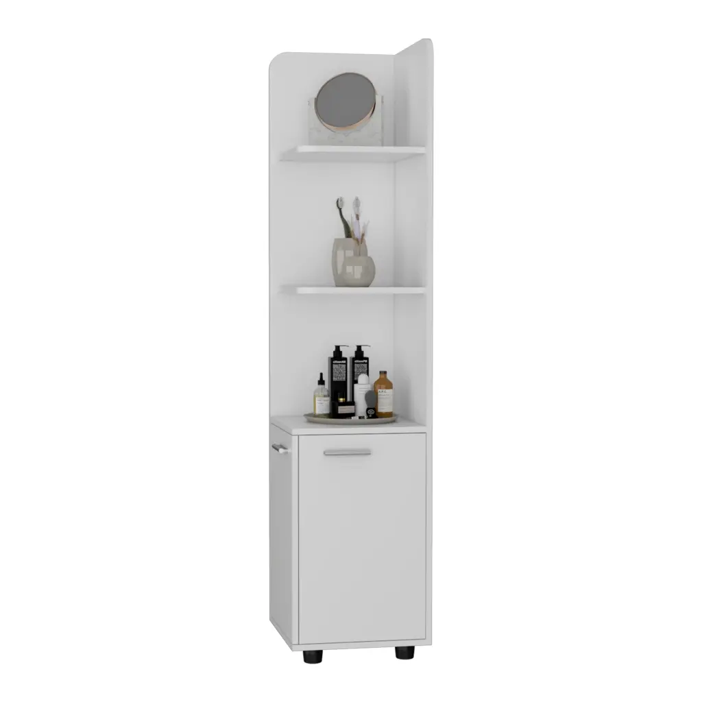 Nampa Storage Cabinet Single Door Broom Hangers White MDF Engineered Timber Utility Cabinet rta muebles colombia