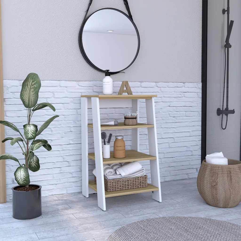 Nashua 4 Shelf Linen Cabinet Light Oak And White Particle Board furniture max