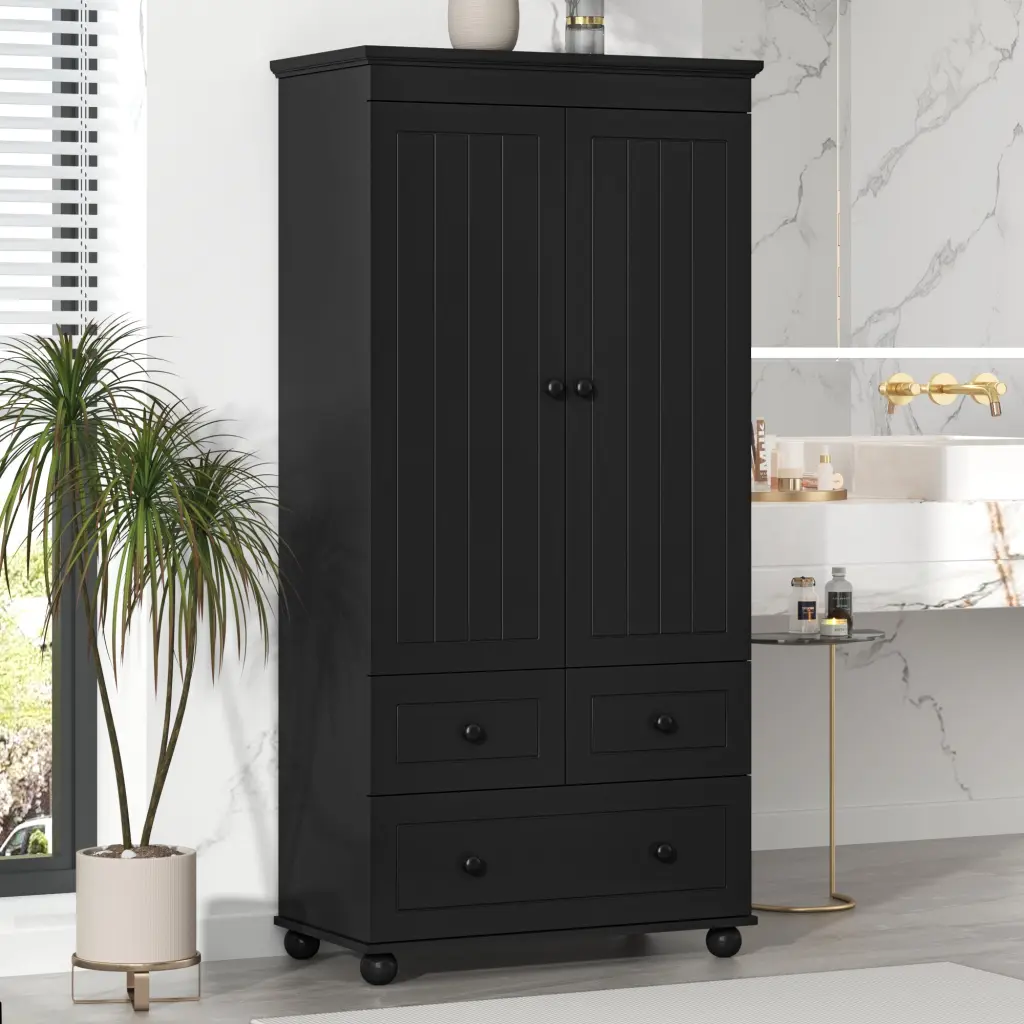 Tall Storage Cabinet Three Drawers Bathroom and Stationery Organization by