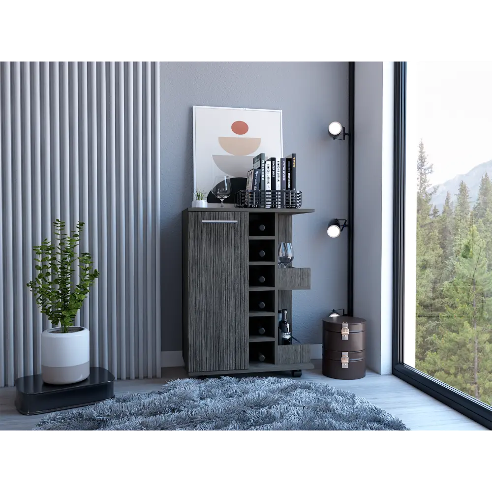 Bar Shopping Basket Four Casters Single Door Cabinet Two Shelves depot e-shop