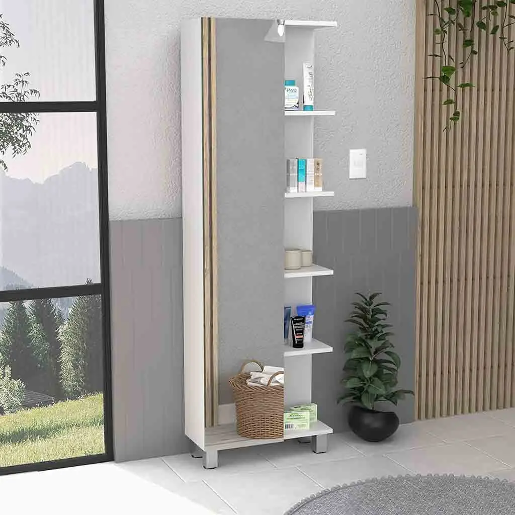 Linen Single Door Cabinet 62 Inch Five External and Four Internal Shelves depot e-shop