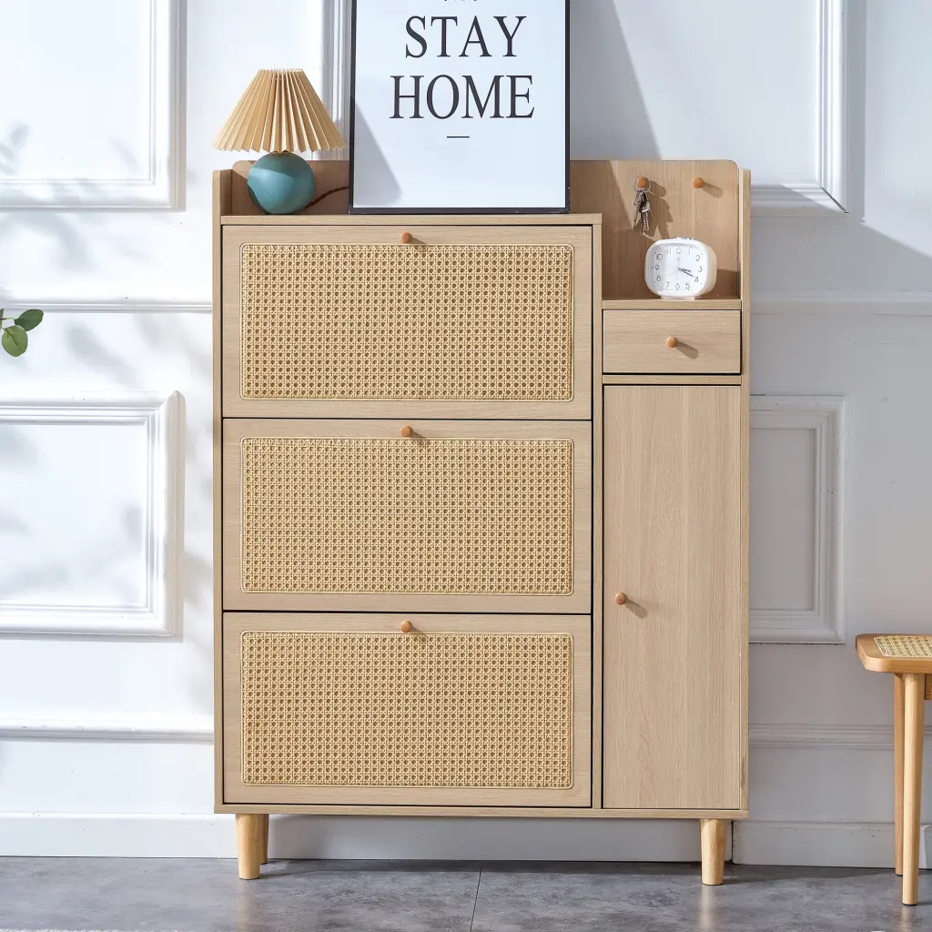 Modern Minimalist Storage Cabinet Japanese Rattan Shoe Cabinet Bedroom droom w-1151