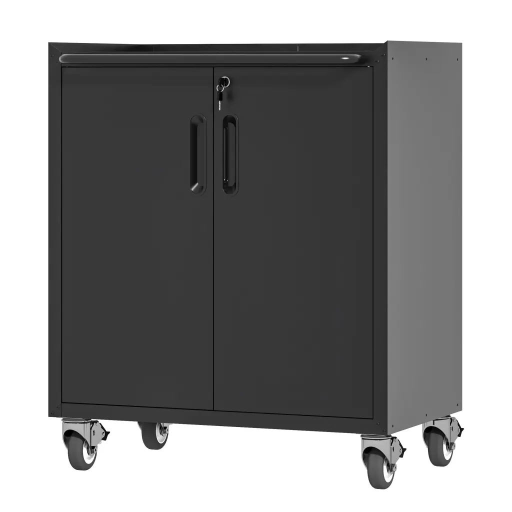 Heavy Duty Metallic Garage Storage Cabinet Wheels Sturdy and Durable makeace steel furniture