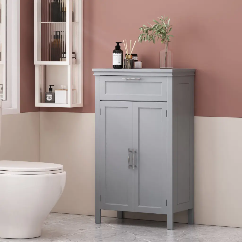 Floor Cabinet Gray Mdf Storage Cabinet Modern Home Organization nh-bo