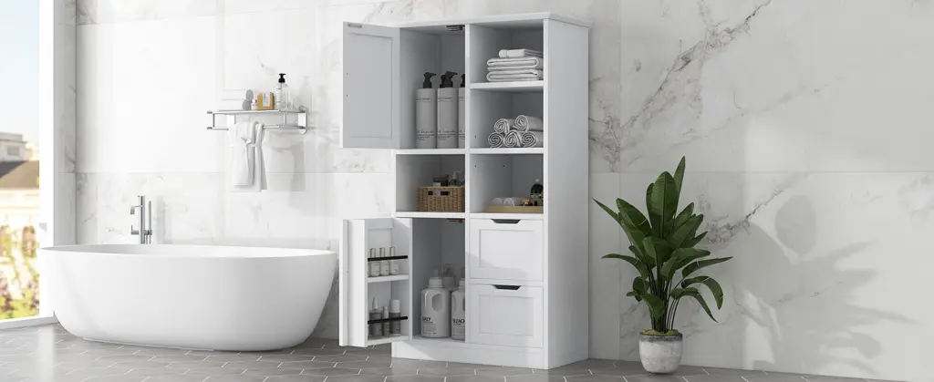 Bathroom Storage Cabinet Doors and Drawers Multiple Storage Spaces rnb