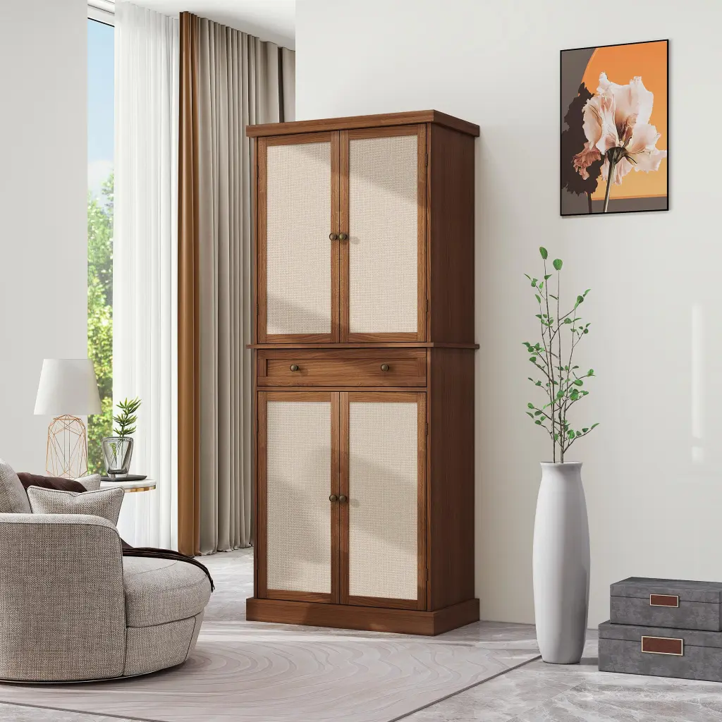 4 Door Cabinet 1 Drawer and Adjustable Shelves Storage rnb